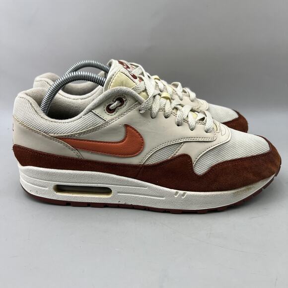 Nike Air Max 1 Mars Stone Sneakers Men Size 10 White Red Running Comfort Shoes - Picture 1 of 10